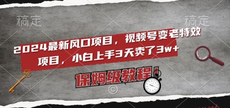 2024最新风口项目，视频号变老特效项目，电脑小白上手3天卖了3w+，保姆级教程【揭秘】-Ai创业网