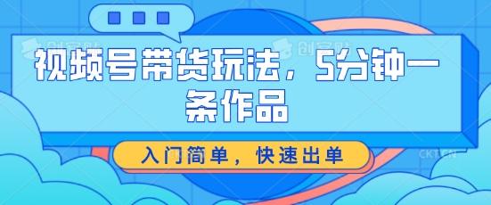 视频号带货玩法，5分钟一条作品，入门简单，快速出单【揭秘】-Ai创业网