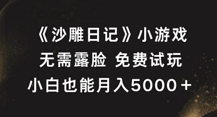 《沙雕日记》小游戏，无需露脸免费试玩，小白也能月入5000+【揭秘】-Ai创业网