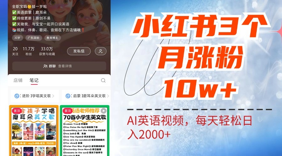 小红书三个月涨粉10W，AI英语视频0成本制作，每天轻松日入2000+-Ai创业网
