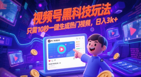 视频号黑科技玩法，只需10秒一键生成热门视频，日入3k+【揭秘】-Ai创业网