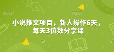 小说推文项目，新人操作6天，每天3位数分享课-Ai创业网
