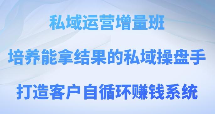 私域运营增量班，培养能拿结果的私域操盘手，打造客户自循环赚钱系统-Ai创业网