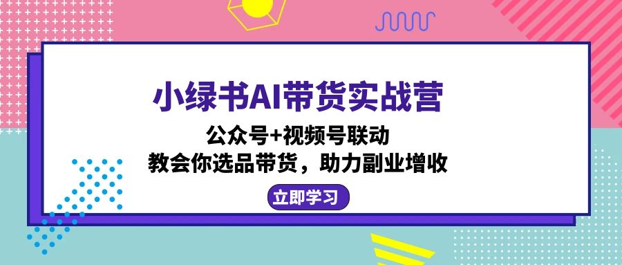 小绿书AI带货实战营：公众号+视频号联动，教会你选品带货，助力副业增收-Ai创业网