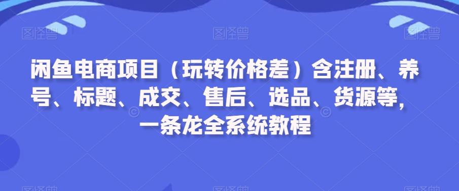 闲鱼电商项目(玩转价格差)含注册、养号、标题、成交、售后、选品、货源等，一条龙全系统教程-Ai创业网