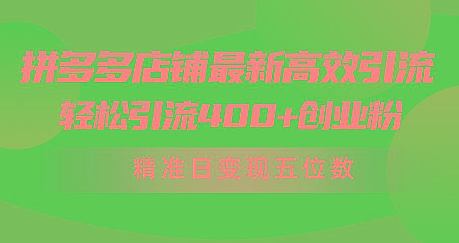 (10041期)拼多多店铺最新高效引流术，轻松引流400+创业粉，精准日变现五位数！-Ai创业网