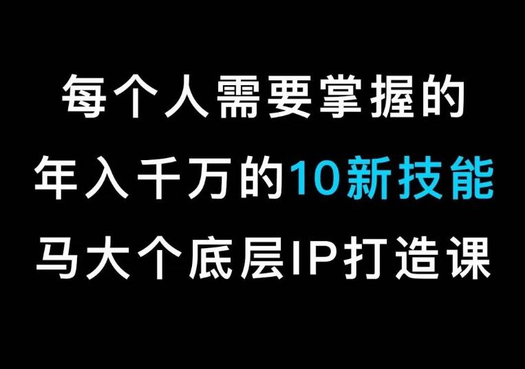 马大个的IP底层逻辑课，​每个人需要掌握的年入千万的10新技能，约会底层IP打造方法！-Ai创业网