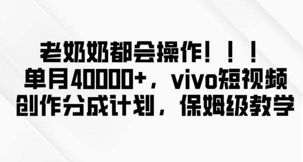老奶奶都会操作，新平台无脑操作，单月40000+，vivo短视频创作分成计划【揭秘】-Ai创业网