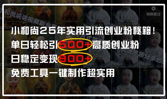 小和尚2025年实用引流秘籍！单日轻松引500+高质量创业粉，日变现800+，...-Ai创业网
