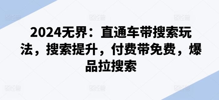 2024无界：直通车带搜索玩法，搜索提升，付费带免费，爆品拉搜索-Ai创业网