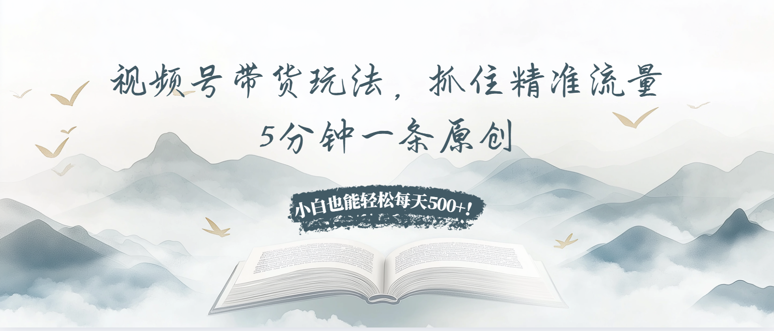 视频号带货玩法，抓住精准流量，5分钟一条原创，小白也能轻松每天500+！-Ai创业网