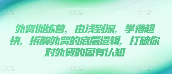外贸训练营，由浅到深，学得超快，拆解外贸的底层逻辑，打破你对外贸的固有认知-Ai创业网