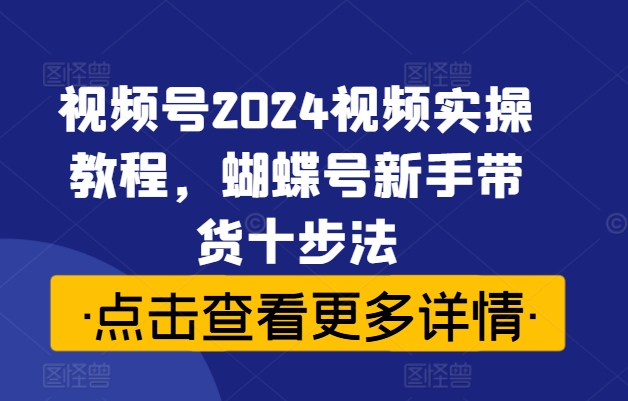 视频号2024视频实操教程，蝴蝶号新手带货十步法-Ai创业网