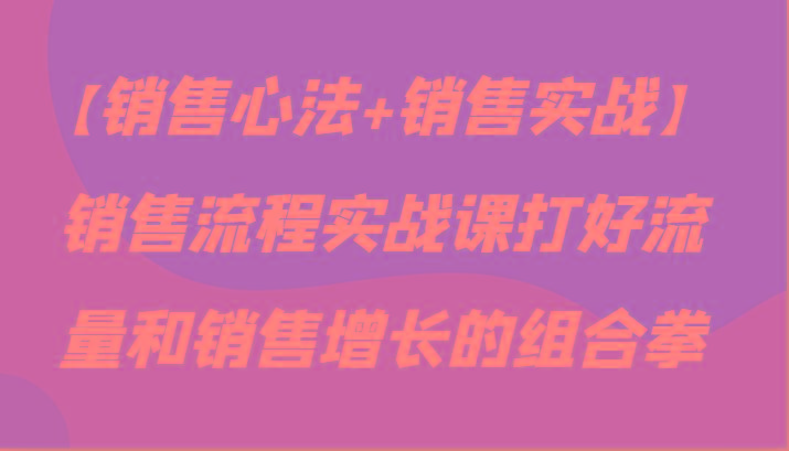 【销售心法+销售实战】销售流程实战课打好流量和销售增长的组合拳-Ai创业网