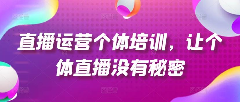 直播运营个体培训，让个体直播没有秘密，起号、货源、单品打爆、投流等玩法-Ai创业网
