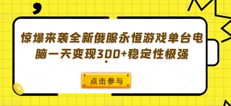 惊爆来袭全新俄服永恒游戏单台电脑一天变现300+稳定性极强-Ai创业网