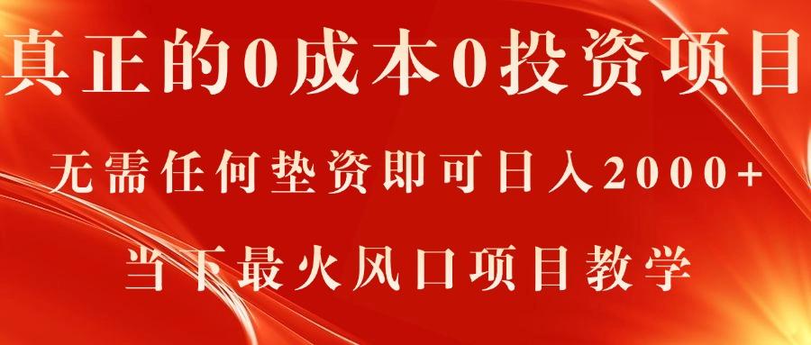 真正的0成本0投资项目，无需任何垫资即可日入2000+，当下最火风口项目教学-Ai创业网