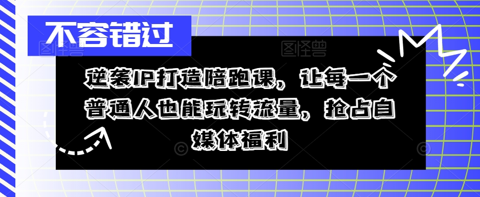 逆袭IP打造陪跑课，让每一个普通人也能玩转流量，抢占自媒体福利-Ai创业网