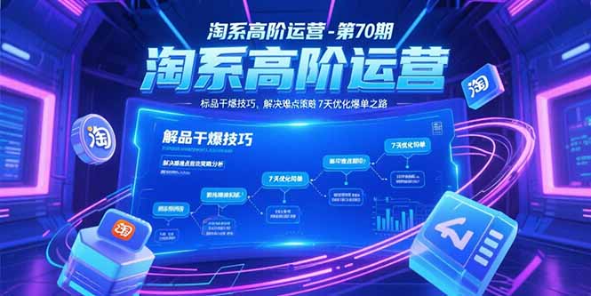 淘系高阶运营-第70期，标品干爆技巧，解决难点策略，大佬操盘方法-Ai创业网