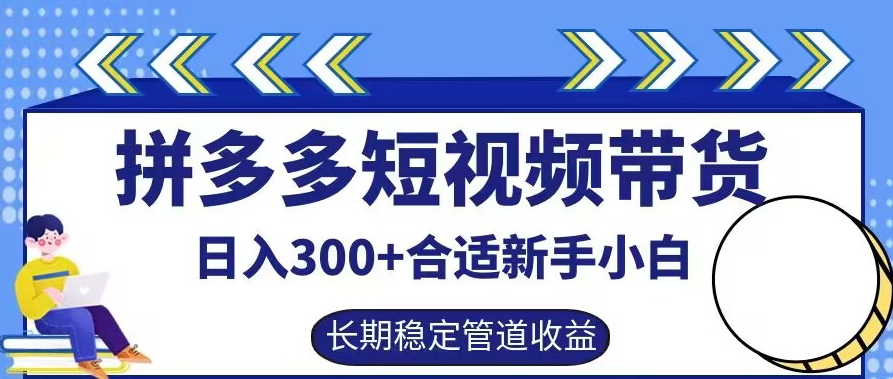 拼多多短视频带货日入300+有长期稳定被动收益，合适新手小白【揭秘】-Ai创业网