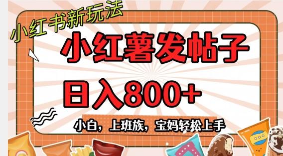 小红薯发日常帖子，日入800+小白专属项目可批量操作-Ai创业网