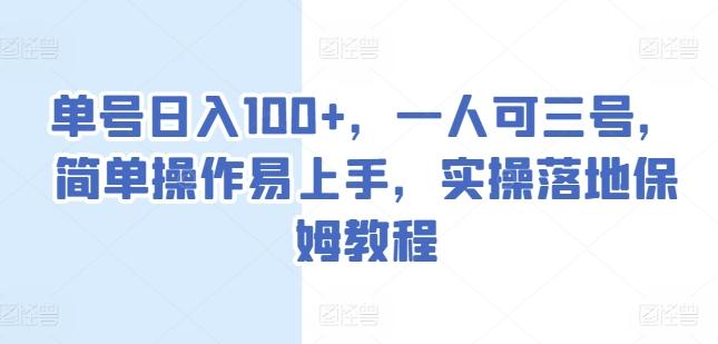 单号日入100+，一人可三号，简单操作易上手，实操落地保姆教程【揭秘】-Ai创业网