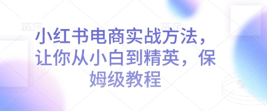 小红书电商实战方法，让你从小白到精英，保姆级教程-Ai创业网