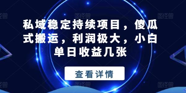 私域稳定持续项目，傻瓜式搬运，利润极大，小白单日收益几张【揭秘】-Ai创业网