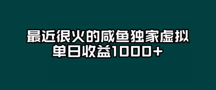 最近很火的咸鱼独家虚拟，单日收益1000+-Ai创业网