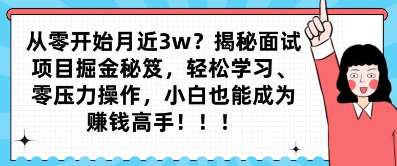 从零开始月近3w？揭秘面试项目掘金秘笈，轻松学习、零压力操作，小白也能成为赚钱高手-Ai创业网