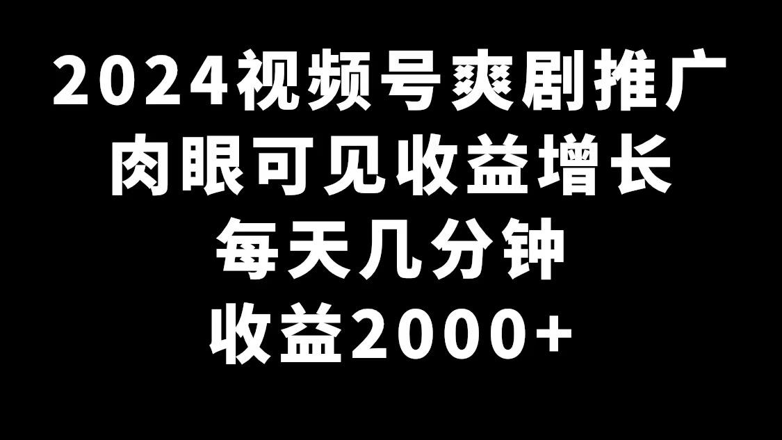 2024视频号爽剧推广，肉眼可见的收益增长，每天几分钟收益2000+-Ai创业网