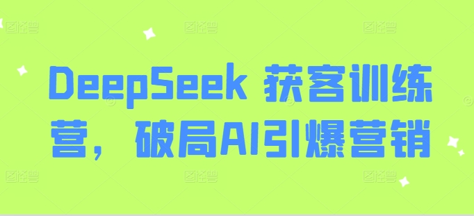 DeepSeek 获客训练营，破局AI引爆营销-Ai创业网