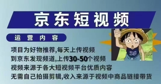 京东短视频带货课，无需自己拍摄剪辑，保姆式教学，两天快速上手-Ai创业网