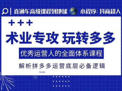 术业专攻玩转多多，优秀运营人的全面体系课程，解析拼多多运营底层必备逻辑-Ai创业网