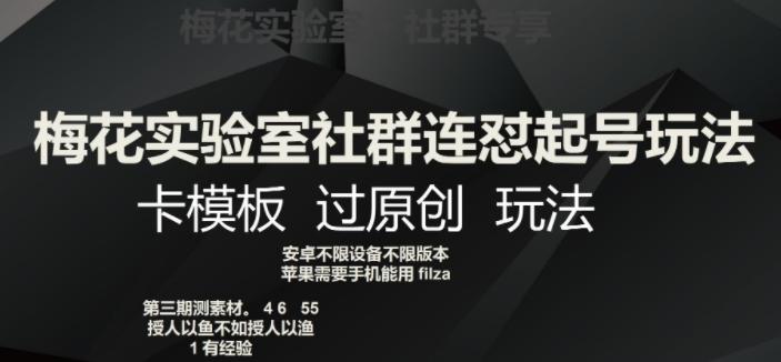梅花实验室社群连怼起号玩法，卡模板过原创玩法【揭秘】-Ai创业网