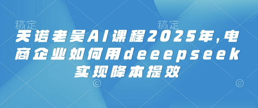 天诺老吴AI课程2025年，电商企业如何用deeepseek实现降本提效-Ai创业网