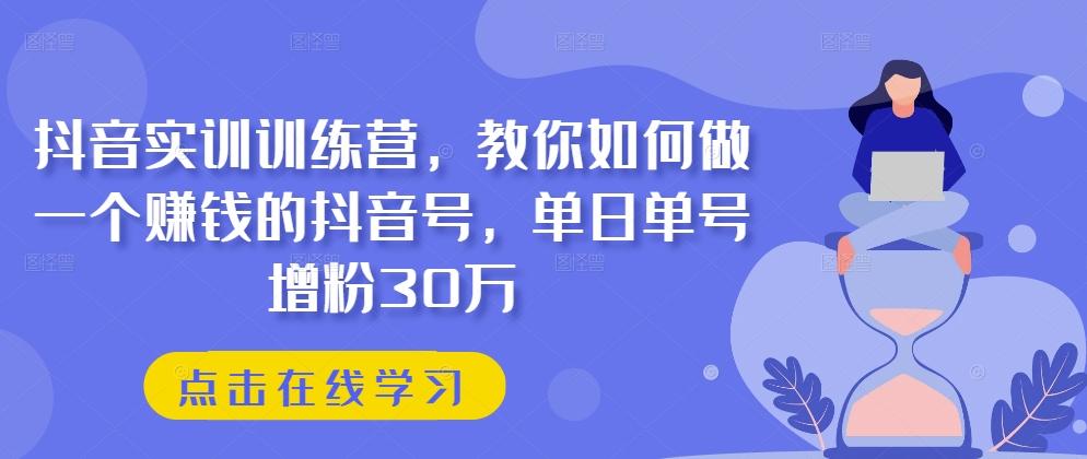 抖音实训训练营，教你如何做一个赚钱的抖音号，单日单号增粉30万-Ai创业网