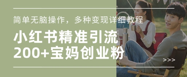 小红书混剪日引200+宝妈创业粉，简单无脑操作，多种变现详细教程-Ai创业网
