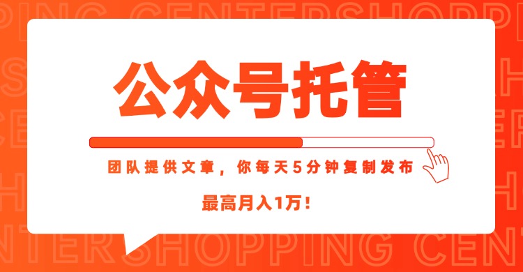 【公众号托管 】我提供文章，你每天５分钟复制发布，最高月入1W-Ai创业网