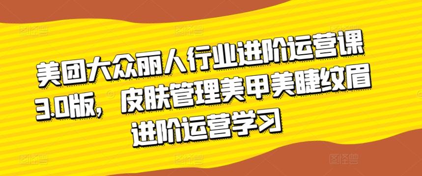 美团大众丽人行业进阶运营课3.0版，皮肤管理美甲美睫纹眉进阶运营学习-Ai创业网