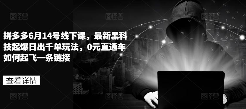 拼多多6月14号线下课，最新黑科技起爆日出千单玩法，0元直通车如何起飞一条链接-Ai创业网