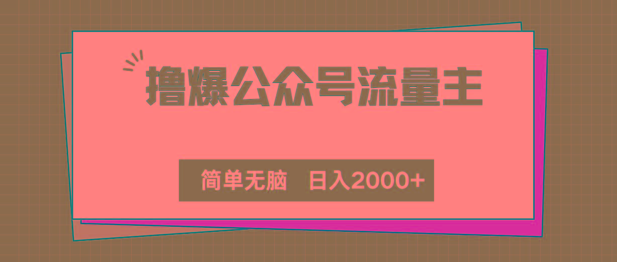 撸爆公众号流量主，简单无脑，单日变现2000+-Ai创业网