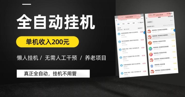 懒人挂机养老项目，全自动挂机无需人工看管，单机收入200元，可批量-Ai创业网
