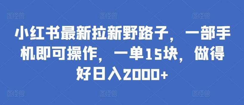 小红书最新拉新野路子，一部手机即可操作，一单15块，做得好日入2000+【揭秘】-Ai创业网
