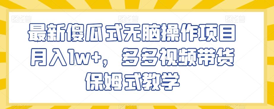 最新傻瓜式无脑操作项目月入1w+，多多视频带货保姆式教学【揭秘】-Ai创业网