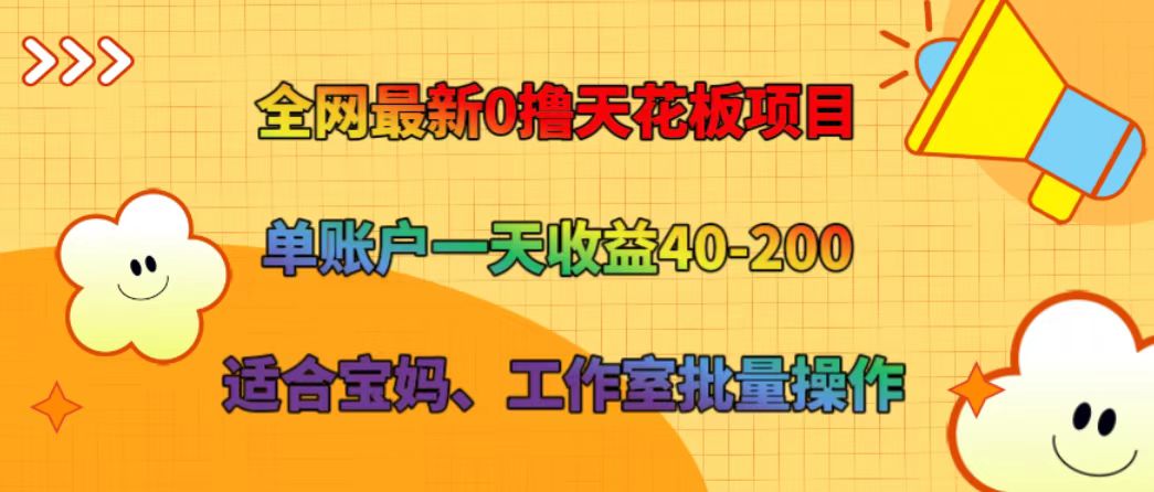 全网最新0撸天花板项目 单账户一天收益40-200 适合宝妈、工作室批量操作-Ai创业网