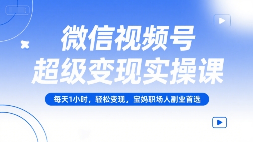 微信视频号超级变现实操课，每天1小时，轻松变现，宝妈职场人副业首选-Ai创业网