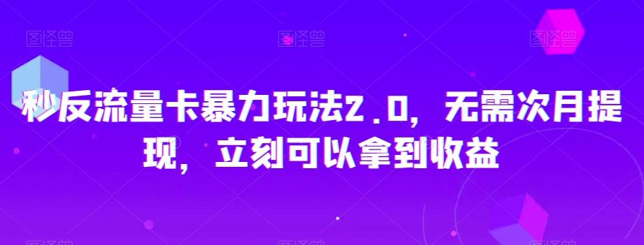 秒反流量卡暴力玩法2.0，无需次月提现，立刻可以拿到收益【揭秘】-Ai创业网