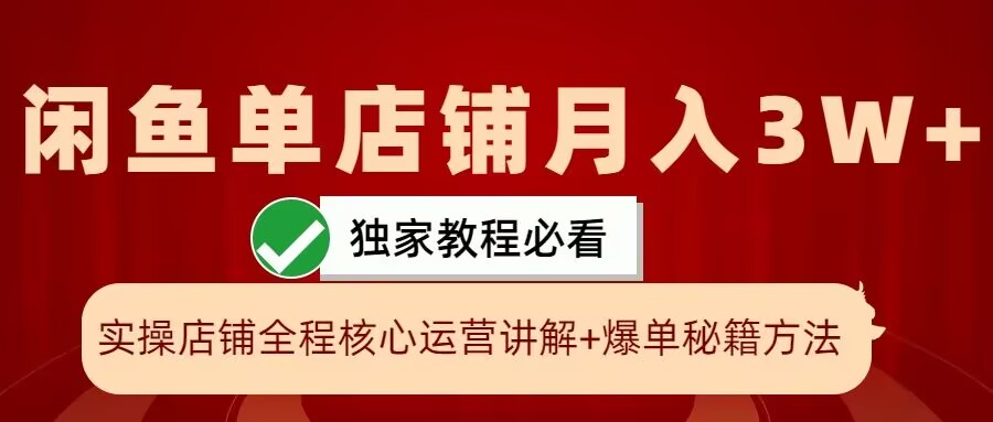 闲鱼单店铺月入3W+实操展示，爆单核心秘籍，一学就会【揭秘】-Ai创业网