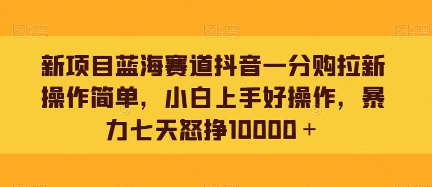 新项目蓝海赛道抖音一分购拉新操作简单，小白上手好操作，暴力七天怒挣10000＋-Ai创业网